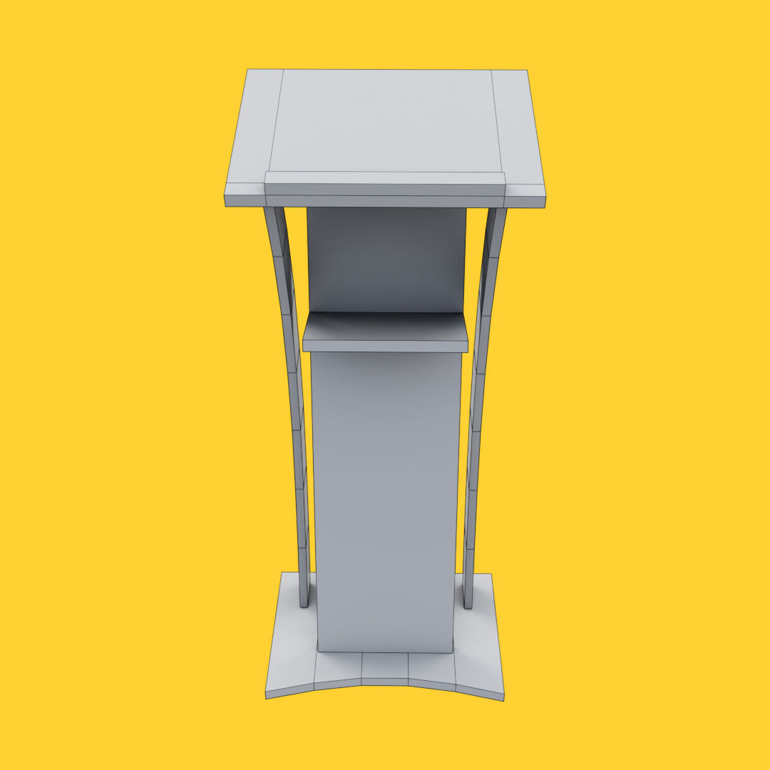 Curved metallic lectern Low-poly 3D model_21