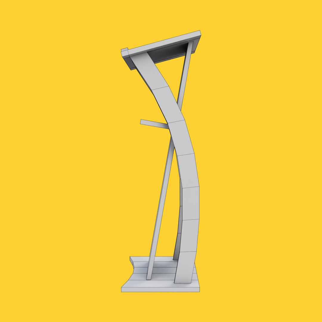 Curved metallic lectern Low-poly 3D model_22