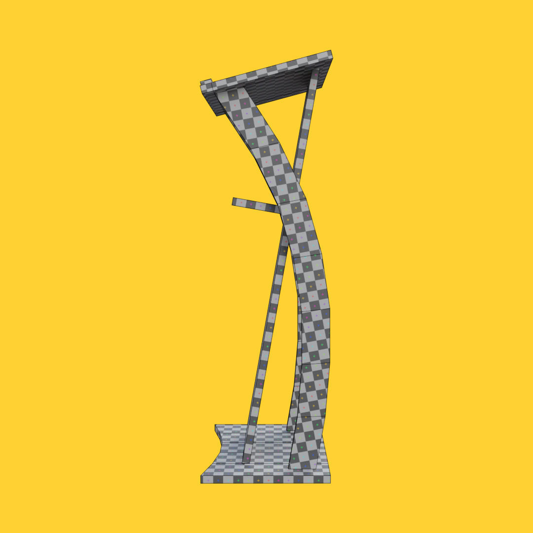 Curved metallic lectern Low-poly 3D model_31