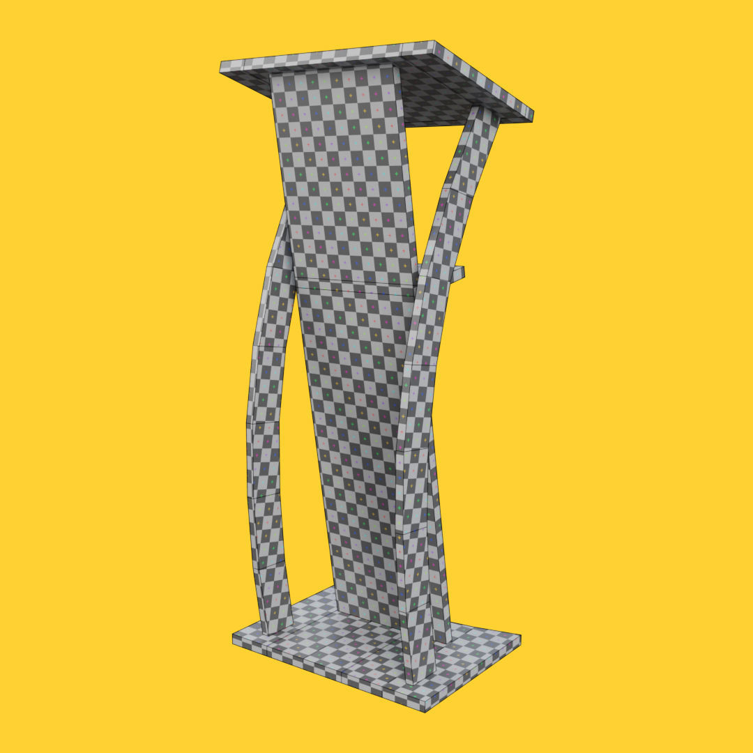 Curved metallic lectern Low-poly 3D model_33