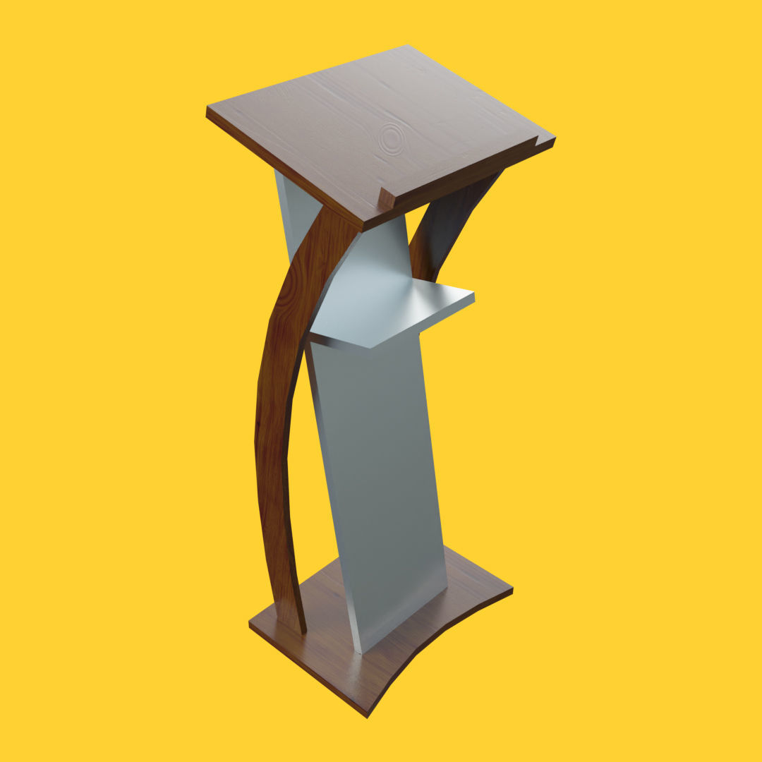 Curved metallic lectern Low-poly 3D model_7