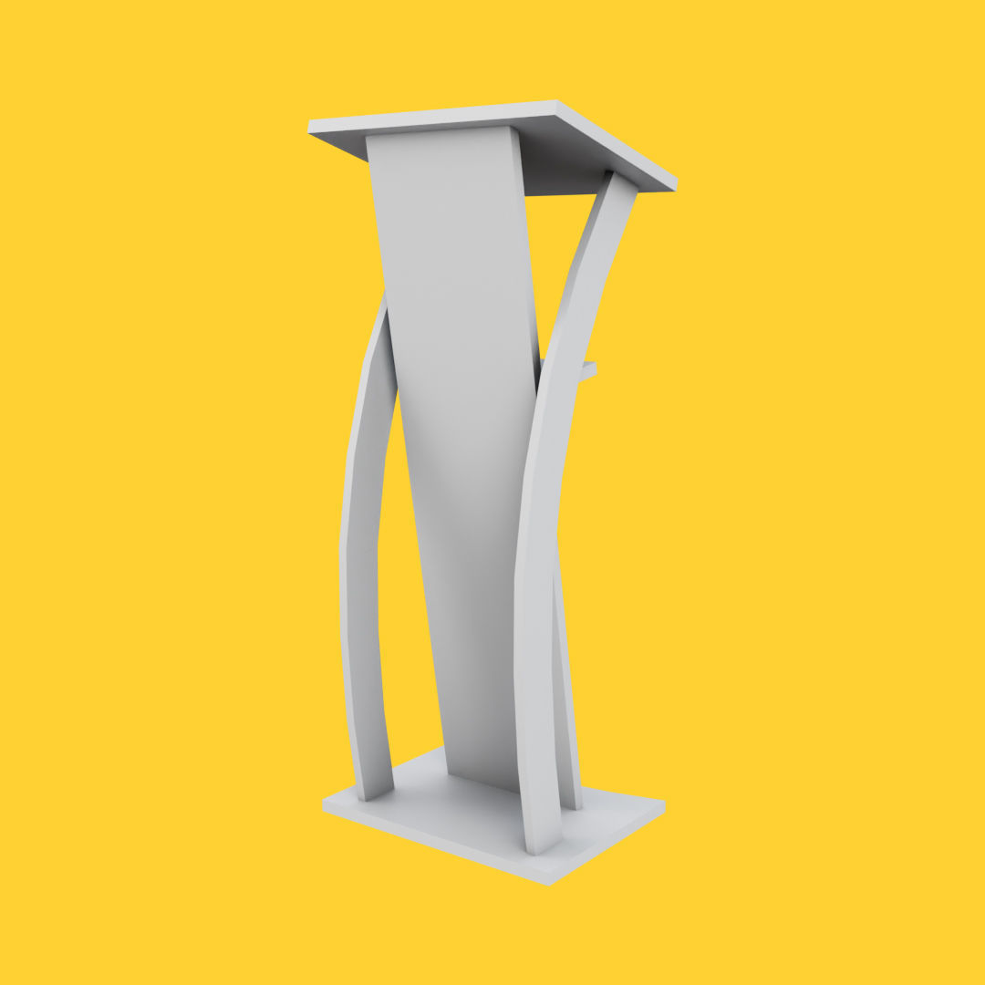 Curved metallic lectern Low-poly 3D model_17