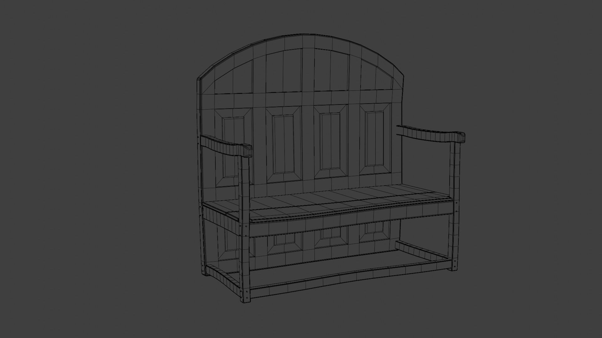 Antique Settle  3D model_3