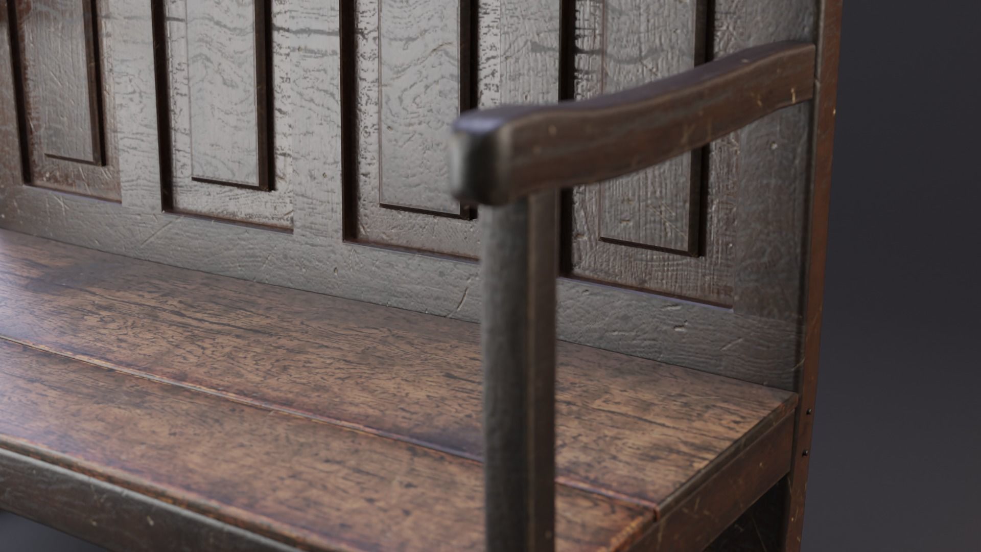 Antique Settle  3D model_1