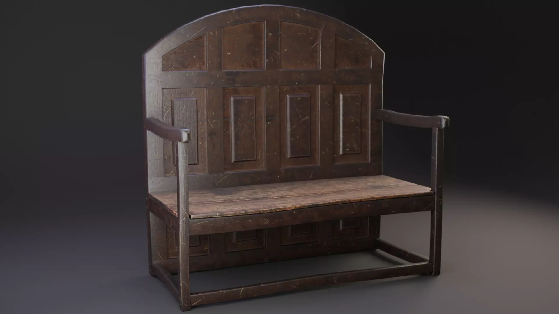 Antique Settle  3D model_0