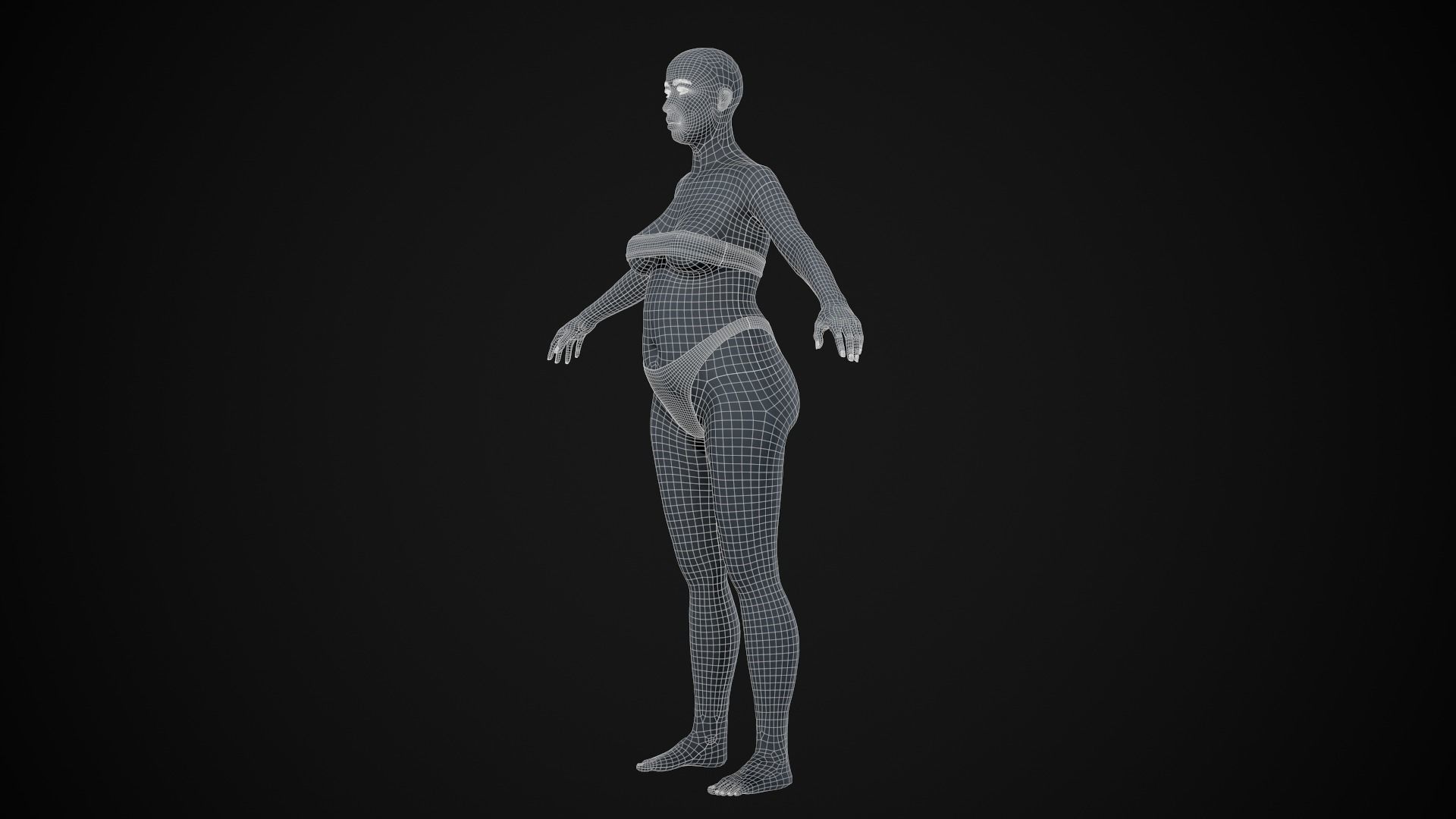 Plus size white woman Low-poly 3D model_31