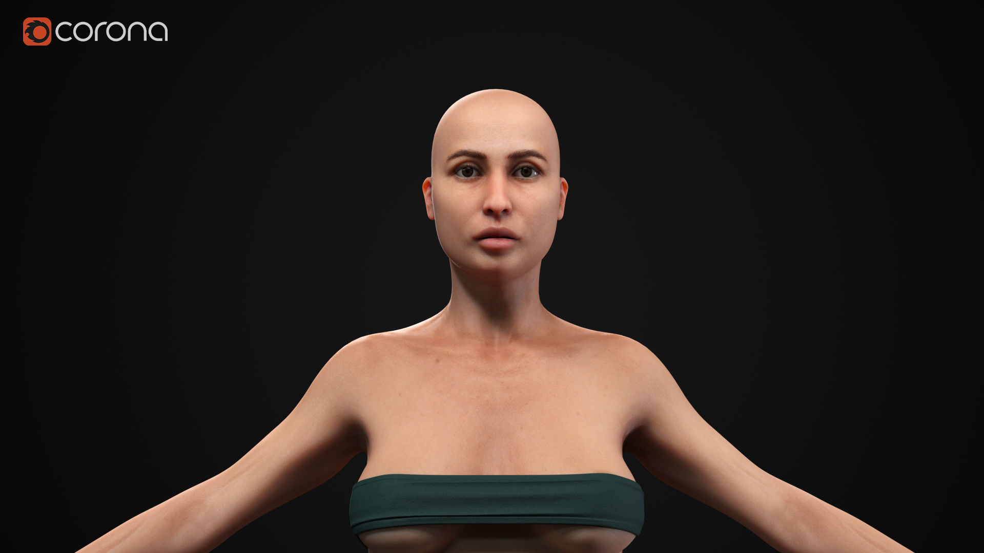 Plus size white woman Low-poly 3D model_5