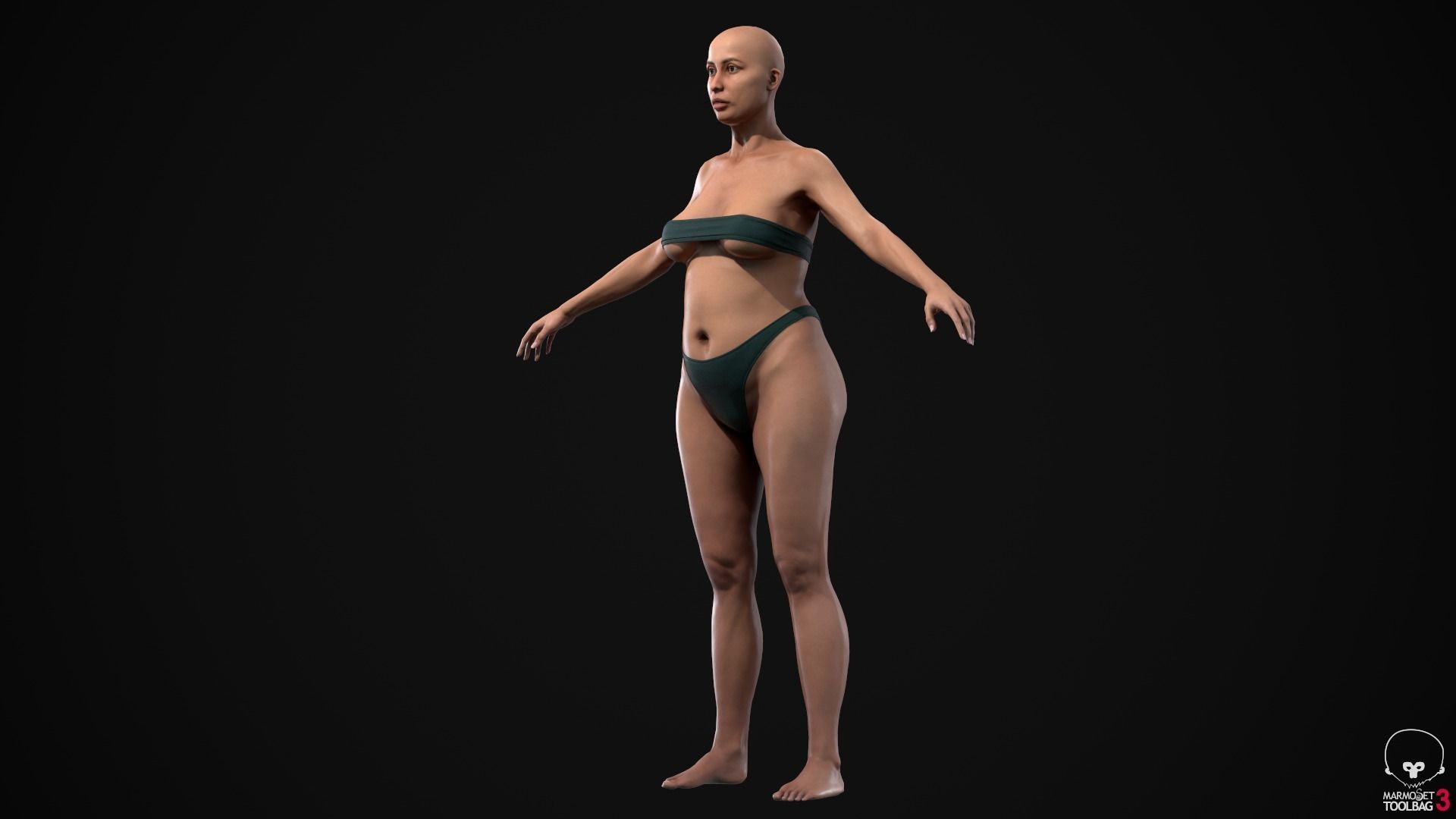 Plus size white woman Low-poly 3D model_10