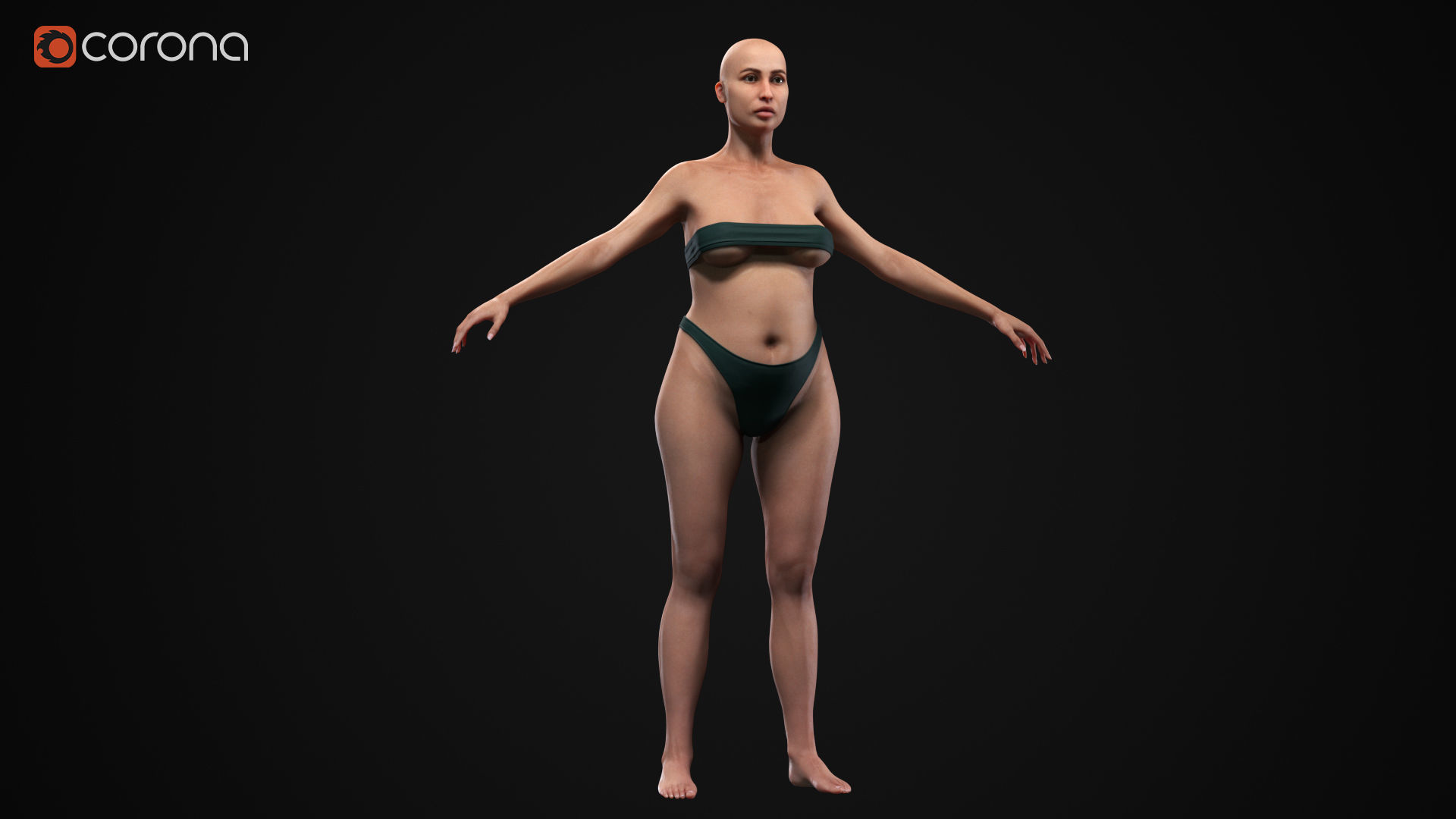Plus size white woman Low-poly 3D model_2