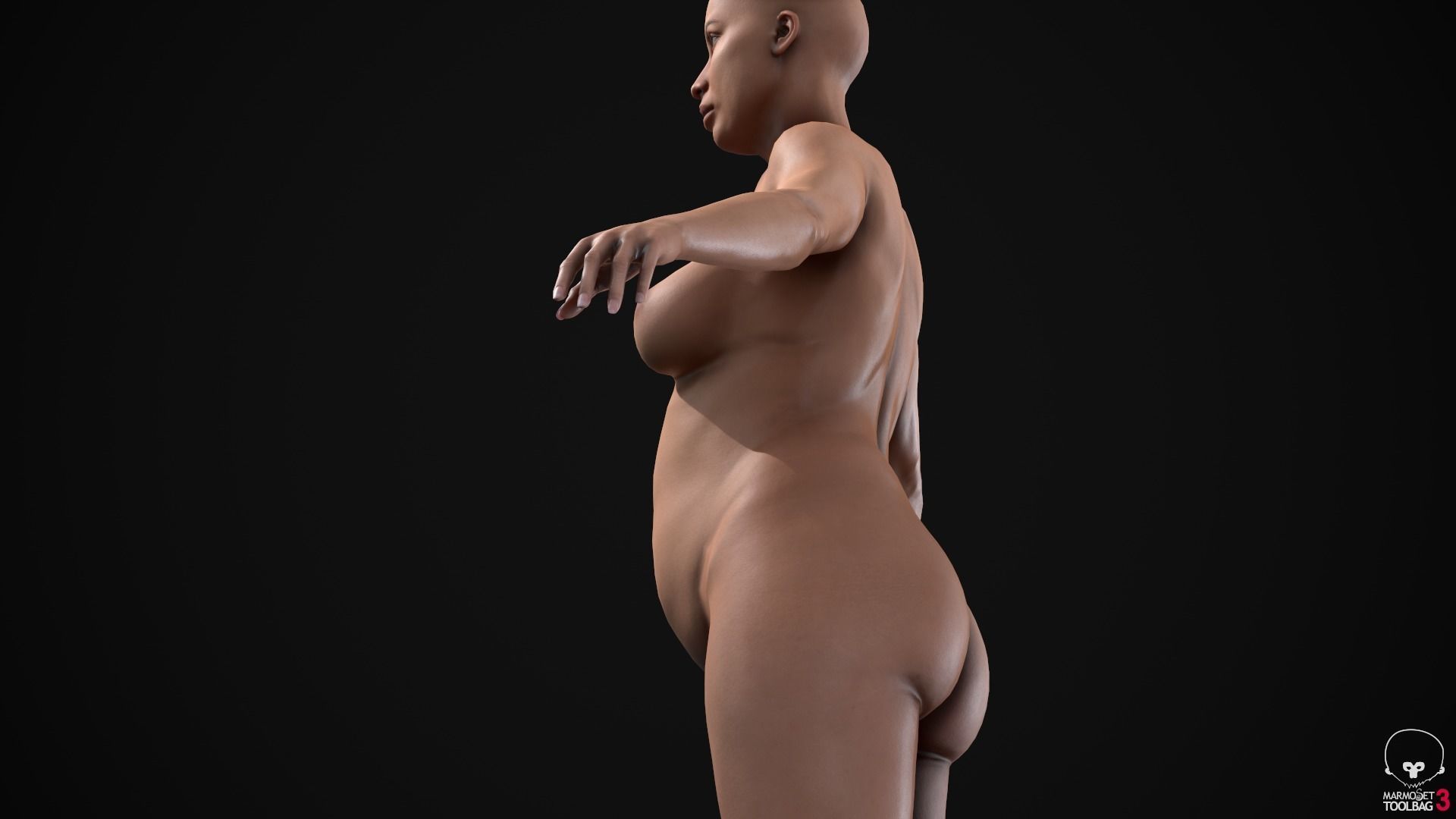 Plus size white woman Low-poly 3D model_26