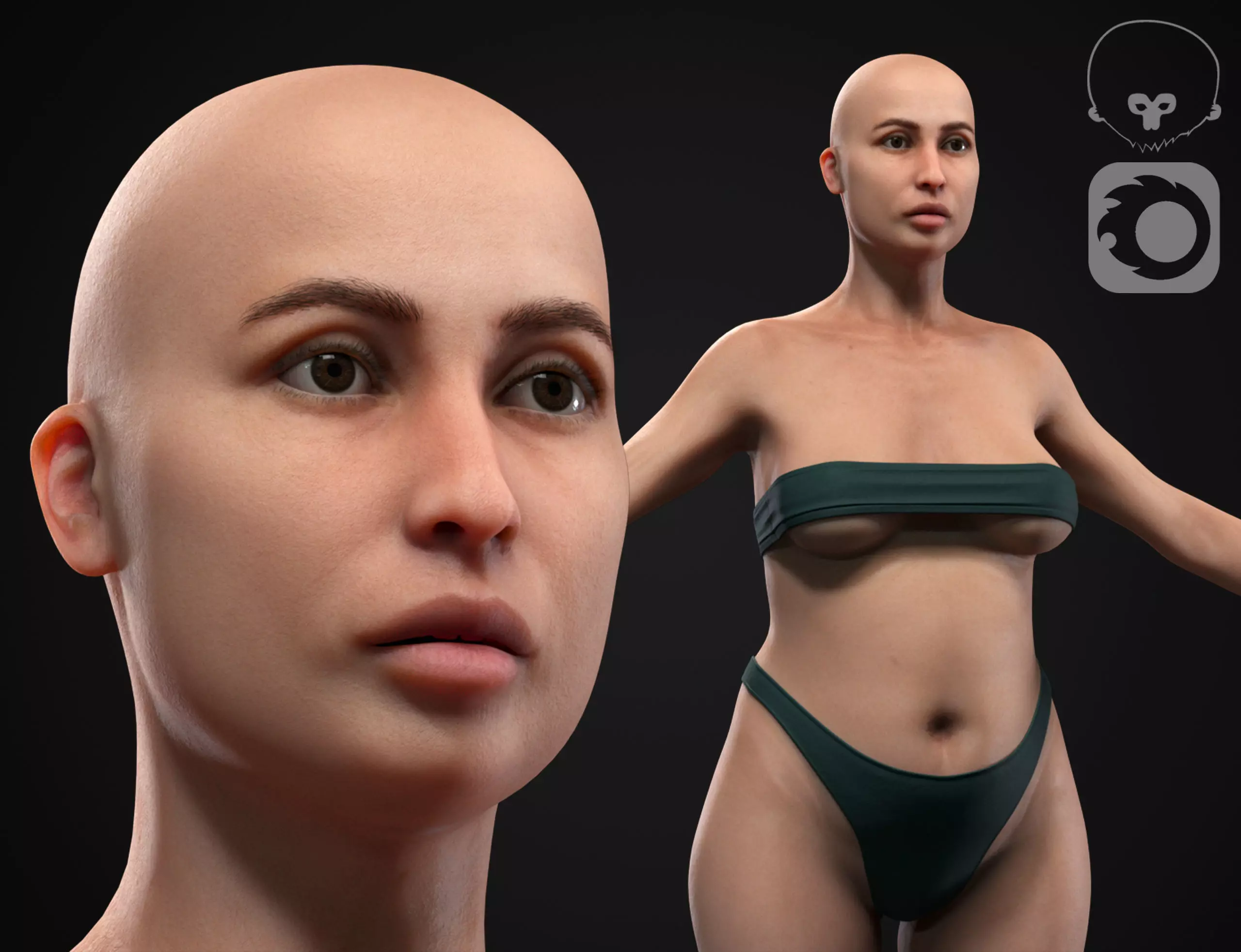 Plus size white woman Low-poly 3D model_0