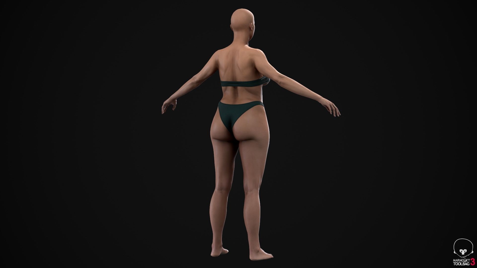 Plus size white woman Low-poly 3D model_13