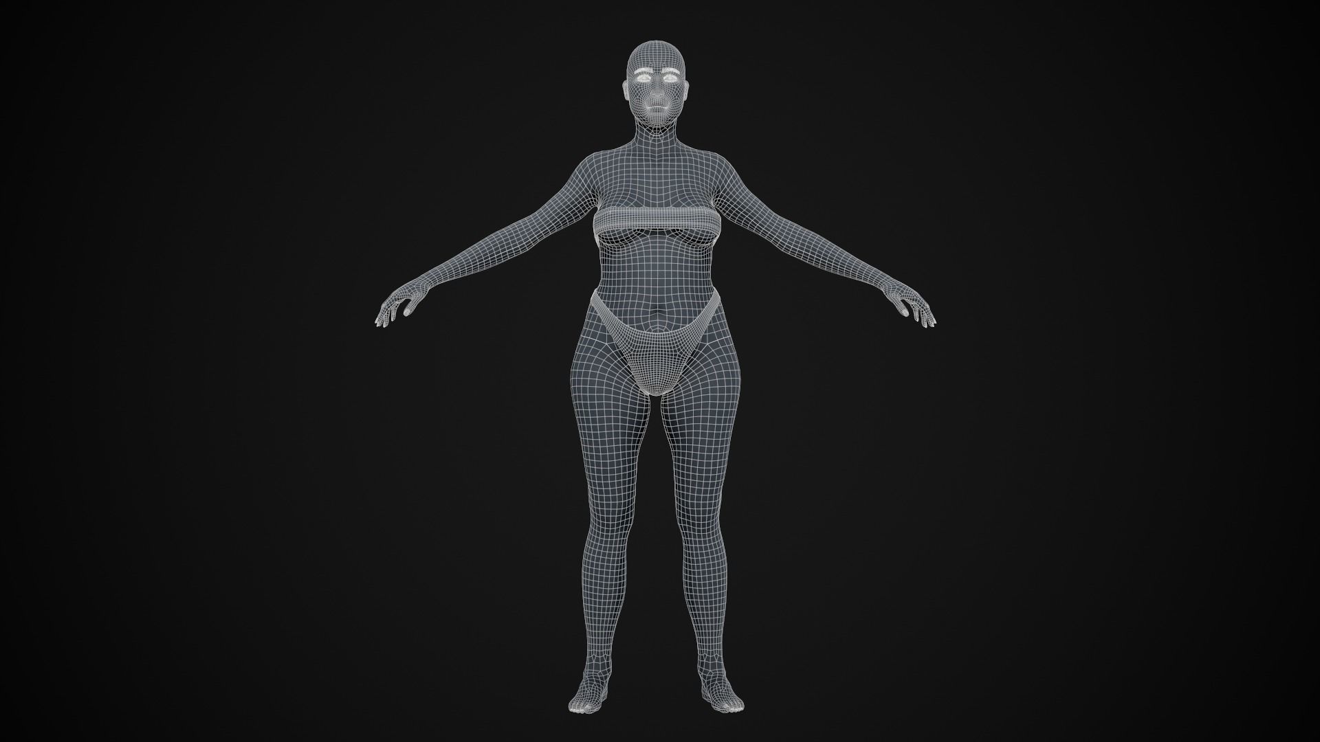 Plus size white woman Low-poly 3D model_30