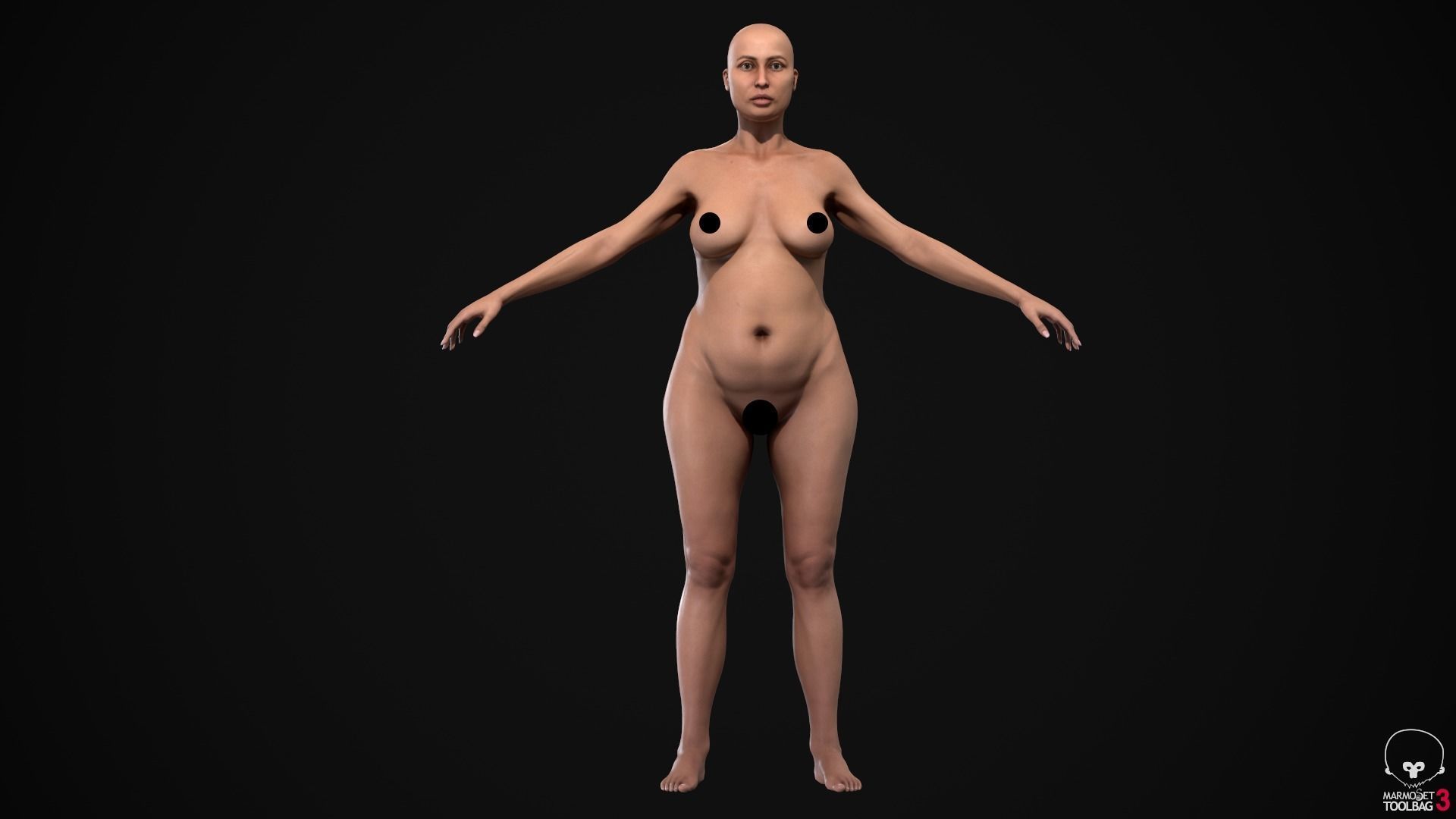 Plus size white woman Low-poly 3D model_9
