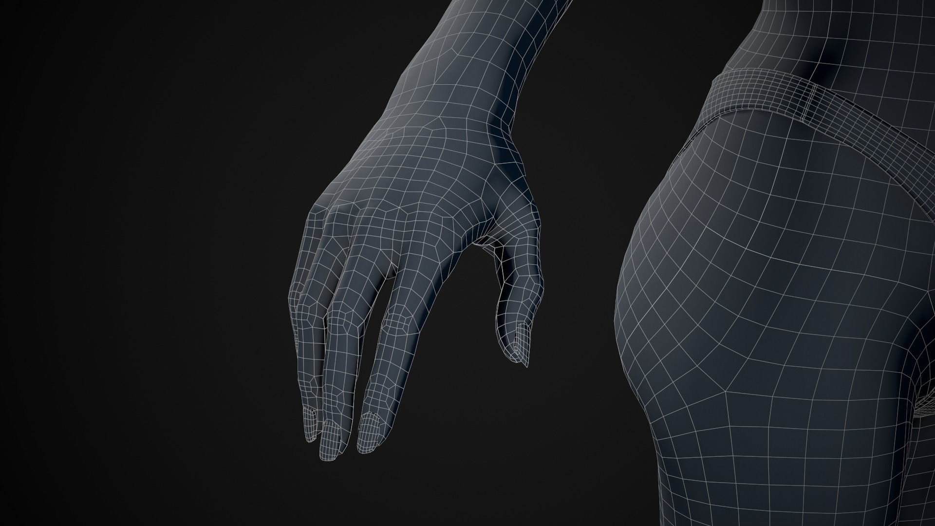 Plus size white woman Low-poly 3D model_34