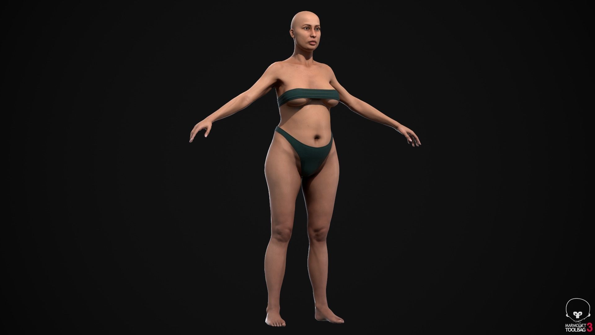 Plus size white woman Low-poly 3D model_6