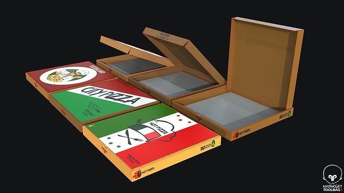 Pizza Box Set PBR Game Ready  Low-poly 3D model 4