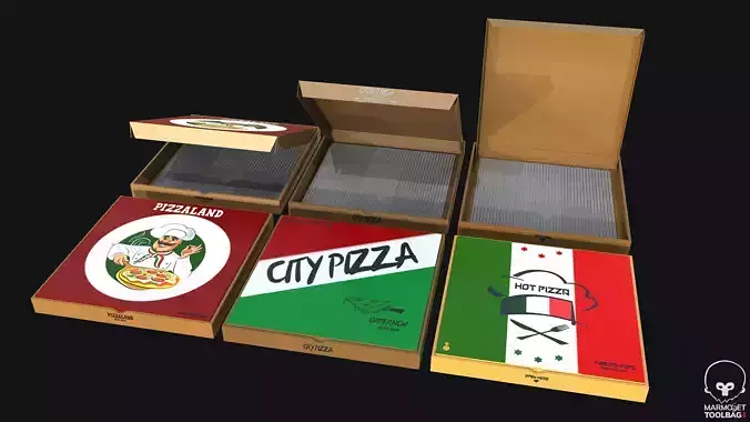 Pizza Box Set PBR Game Ready 