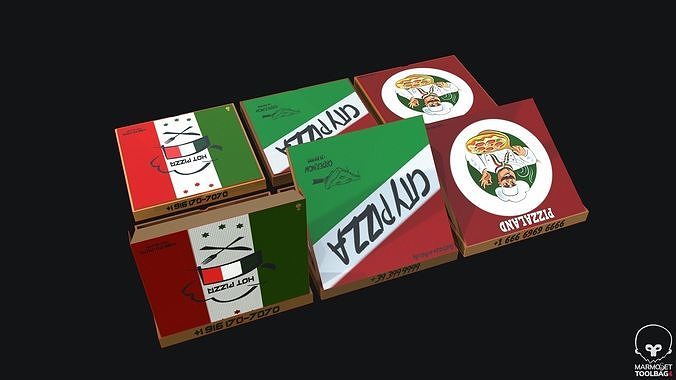 Pizza Box Set PBR Game Ready  Low-poly 3D model 5