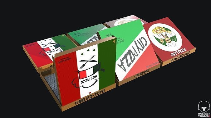 Pizza Box Set PBR Game Ready  Low-poly 3D model 3