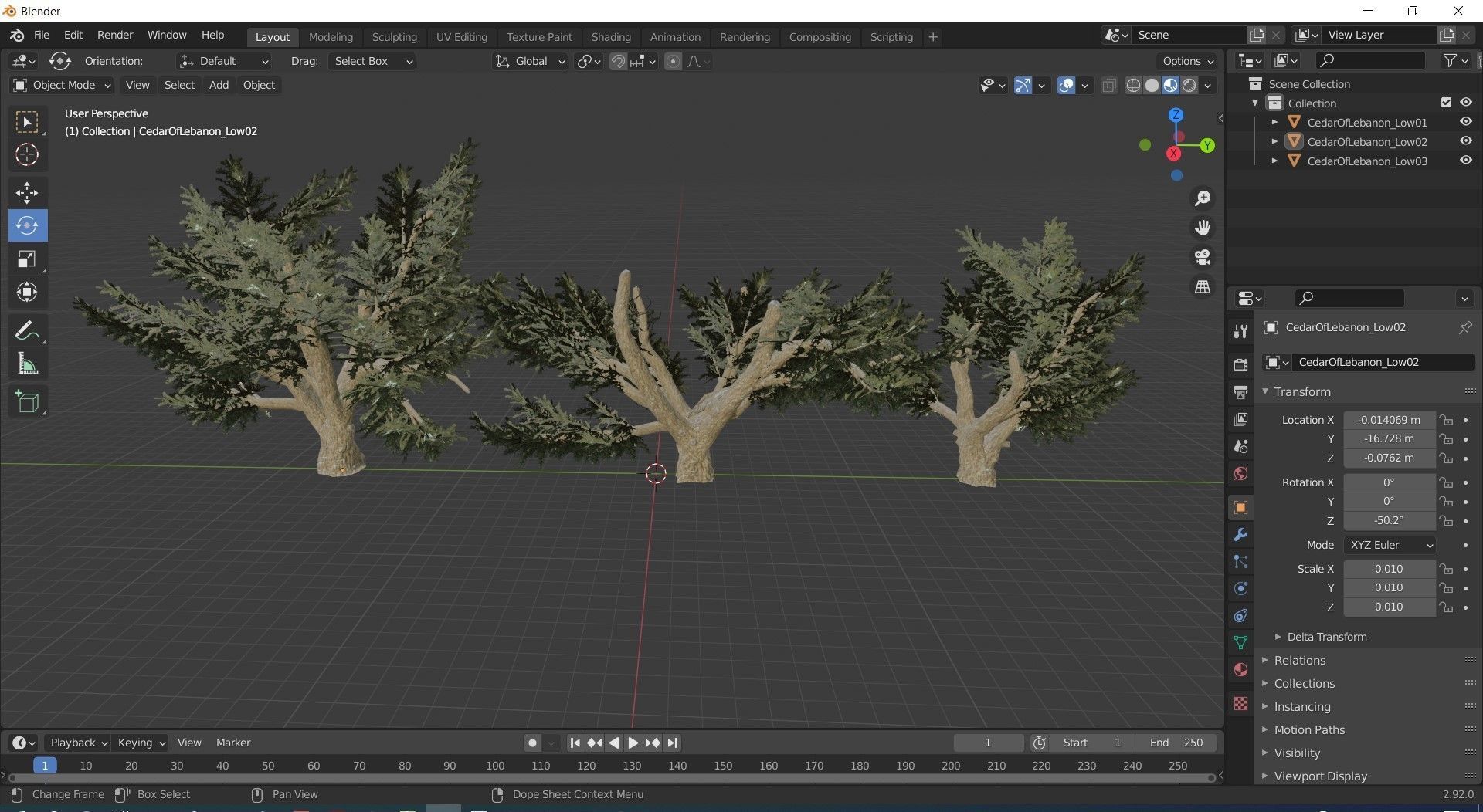 Cedar OfLebanon tree collection 9 trees Models in the scene Low-poly 3D model_9