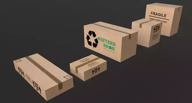 5 Pack of Low Poly Boxes