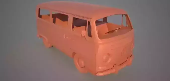 Volkswagen Kombi 1970 printable scale 1 to 10 3D print model