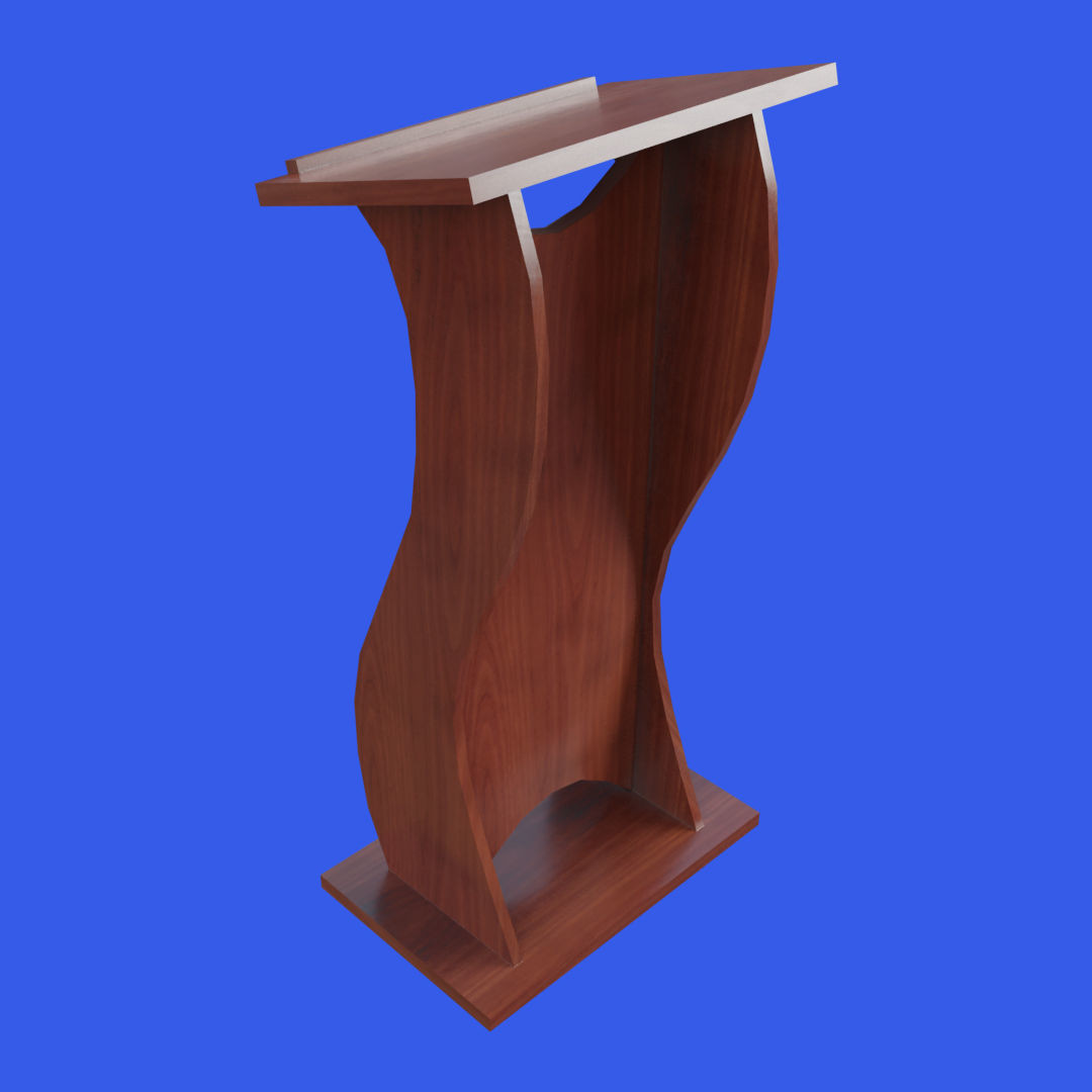 Wooden curved pulpit Low-poly 3D model_1
