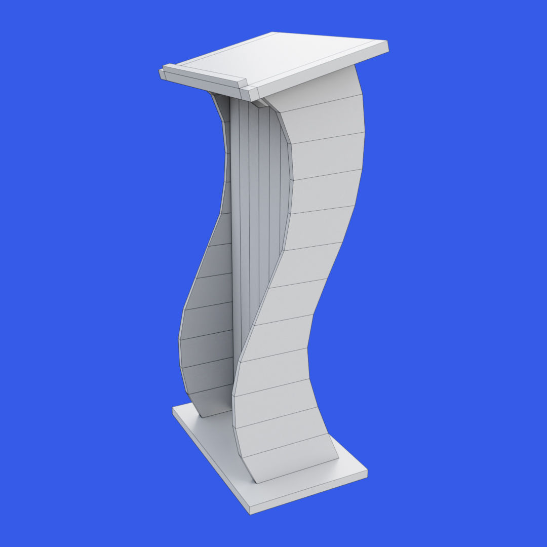 Wooden curved pulpit Low-poly 3D model_18