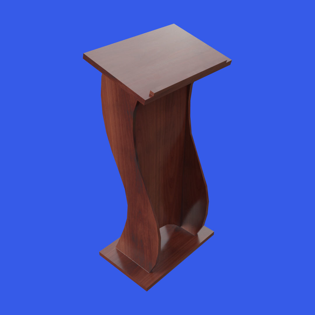 Wooden curved pulpit Low-poly 3D model_6