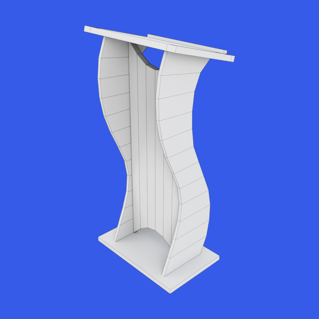 Wooden curved pulpit Low-poly 3D model_23