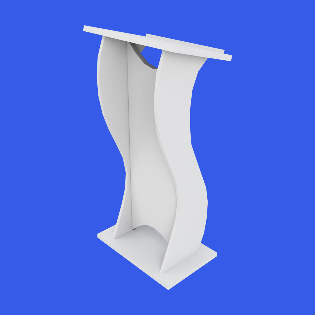 Wooden curved pulpit Low-poly 3D model_16