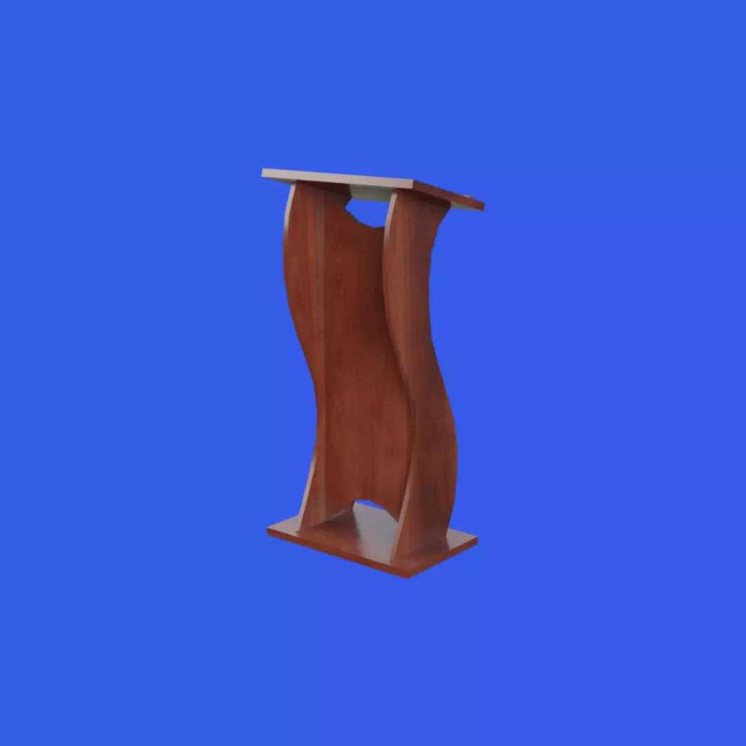 Wooden curved pulpit Low-poly 3D model_0