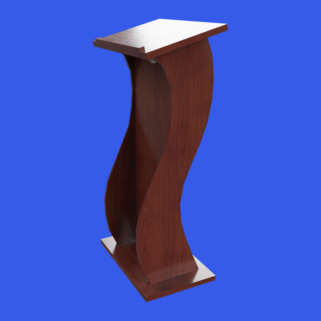 Wooden curved pulpit Low-poly 3D model_2