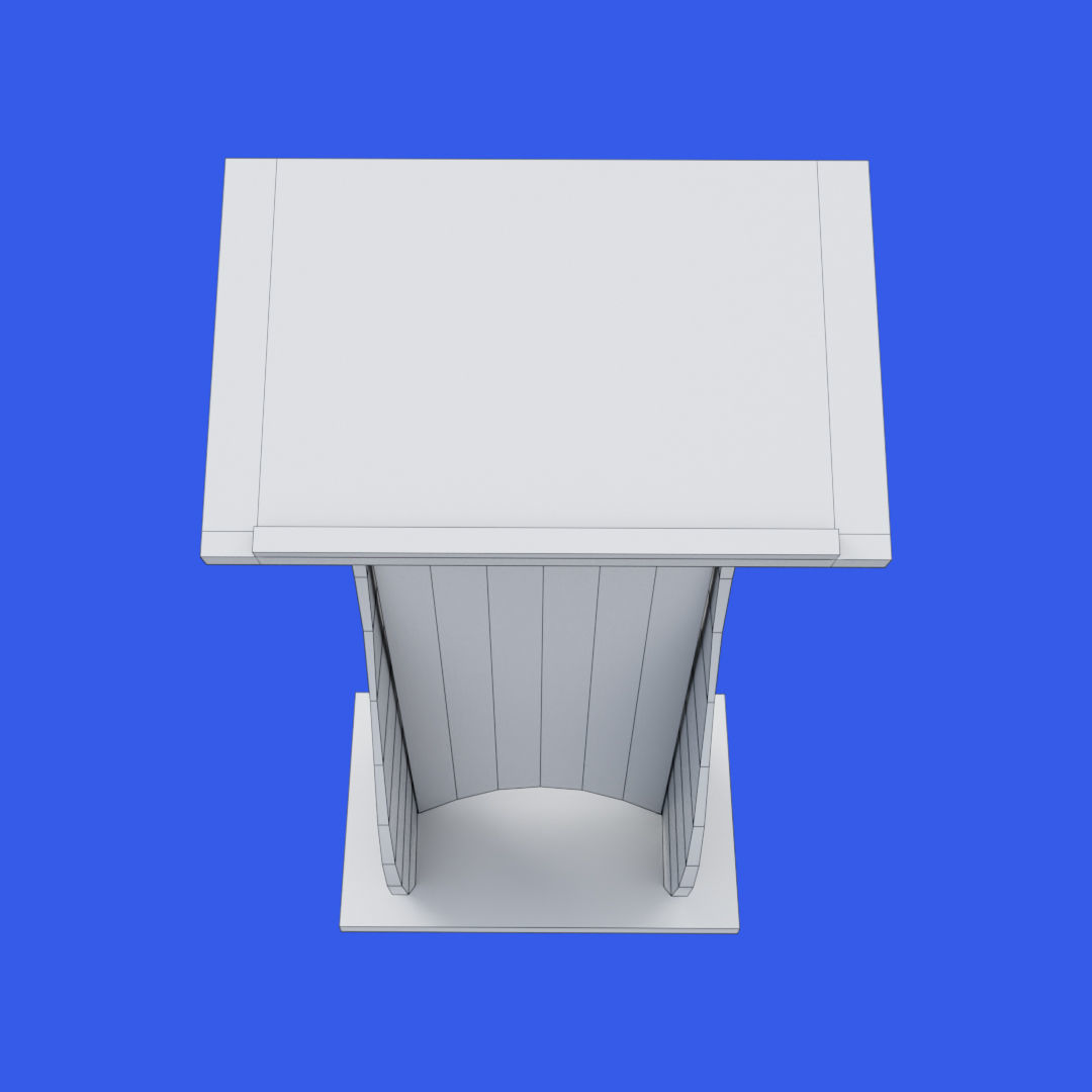 Wooden curved pulpit Low-poly 3D model_24