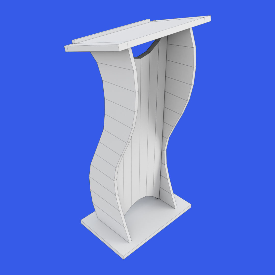 Wooden curved pulpit Low-poly 3D model_17