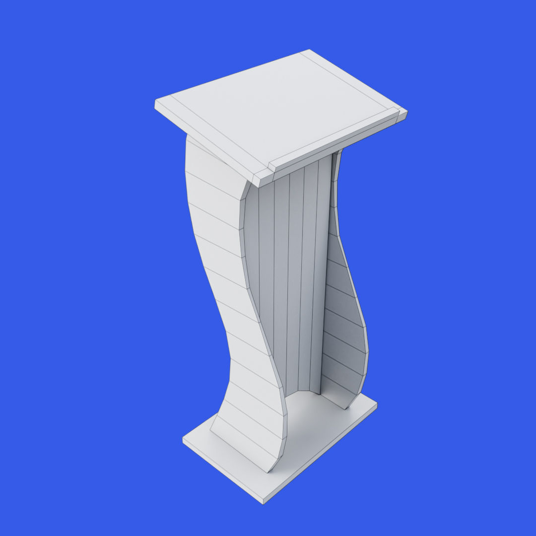 Wooden curved pulpit Low-poly 3D model_22