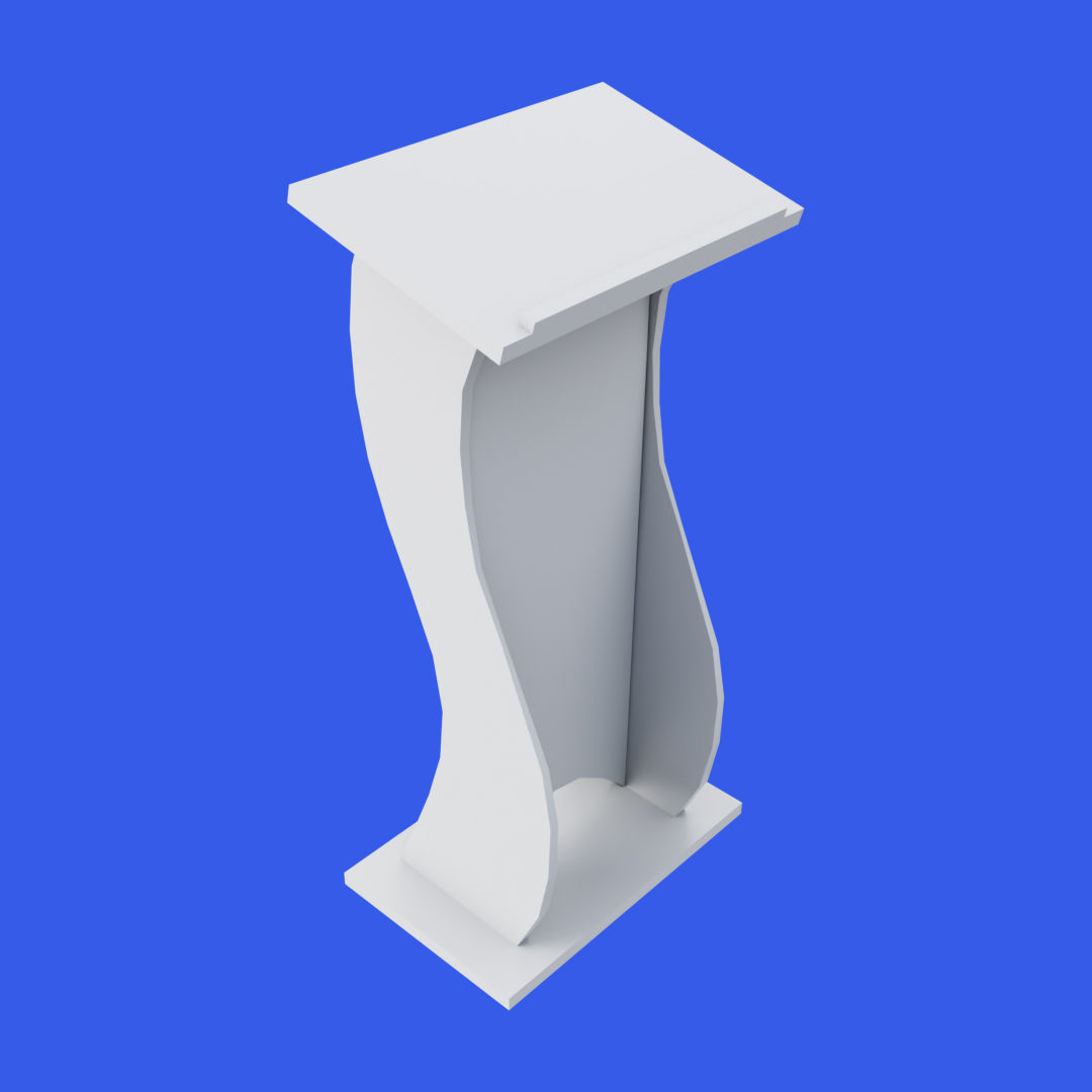 Wooden curved pulpit Low-poly 3D model_14