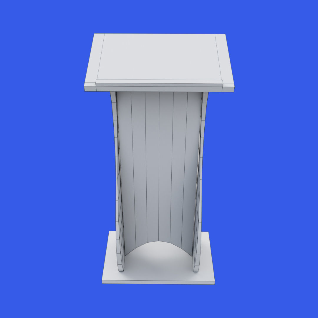 Wooden curved pulpit Low-poly 3D model_20