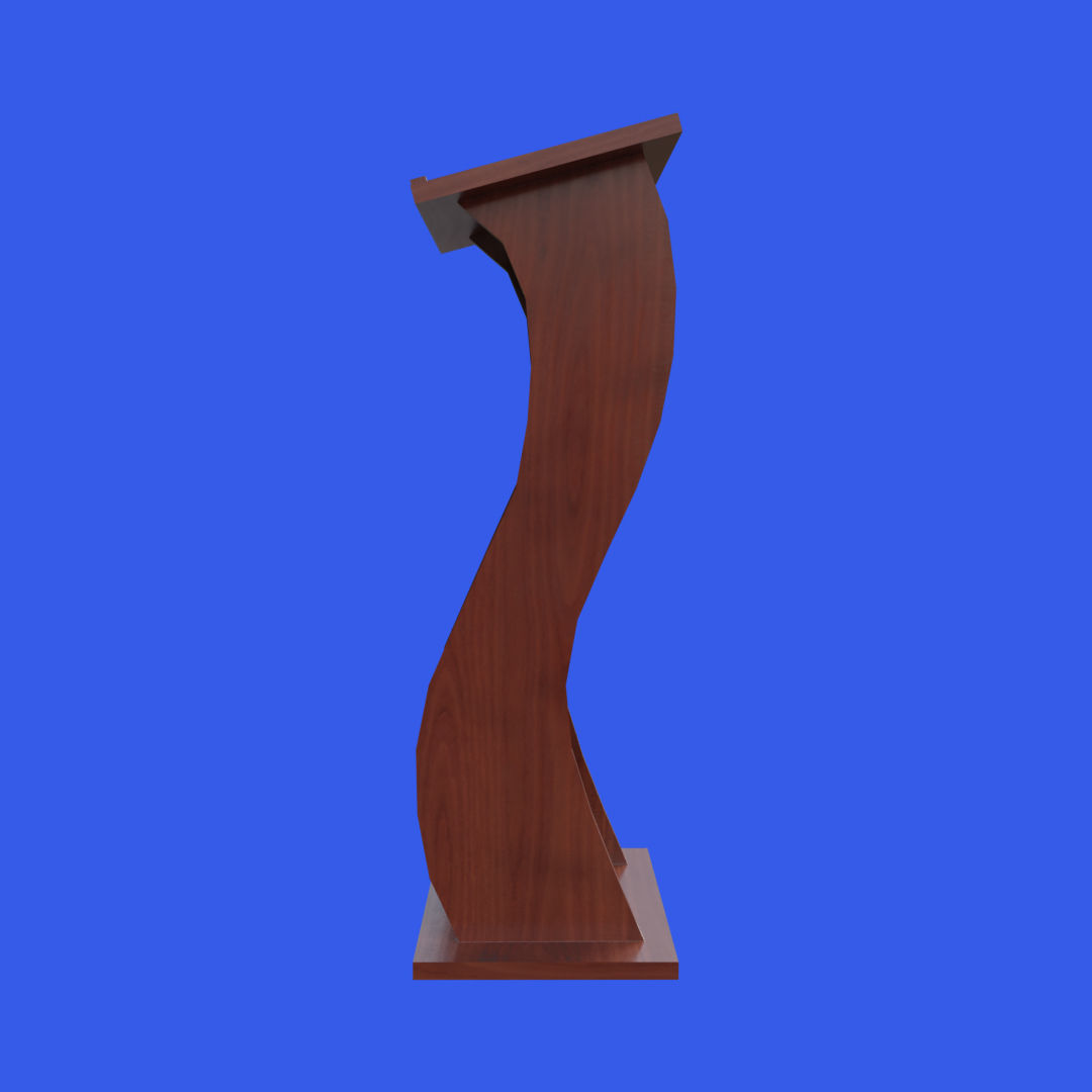 Wooden curved pulpit Low-poly 3D model_5