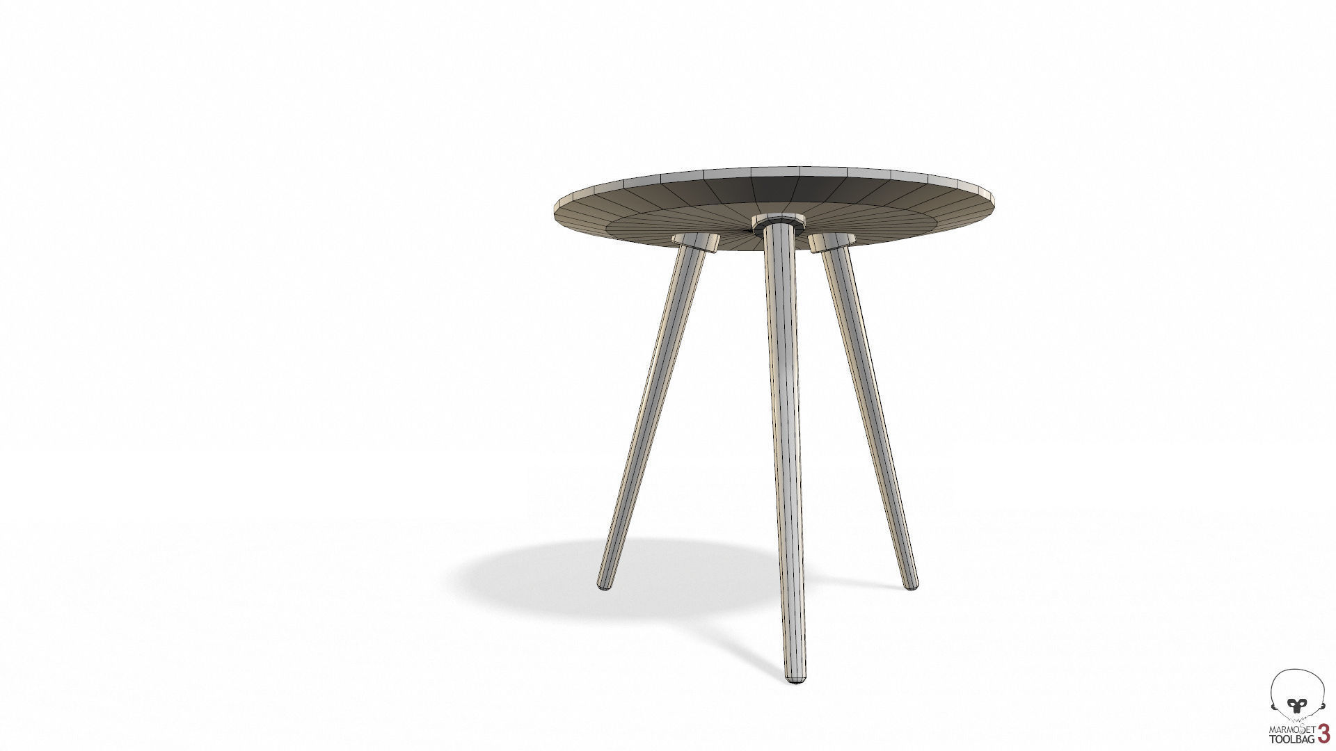 Article Amoeba Wood End Table Lowpoly model Low-poly 3D model_6