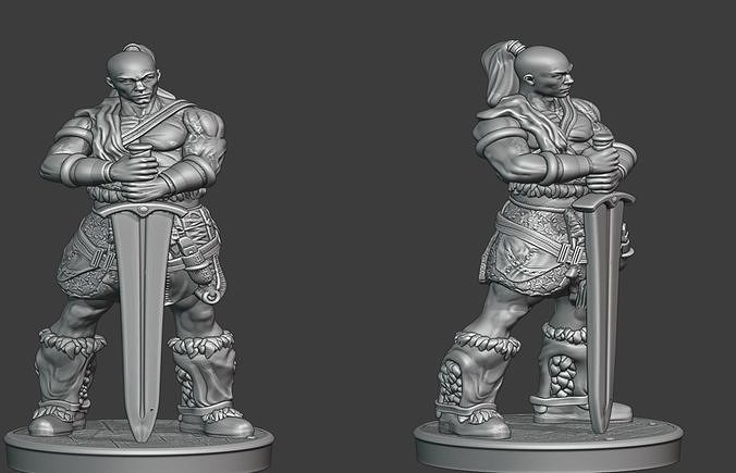 Bald the ethernal Barbarian 3D print model