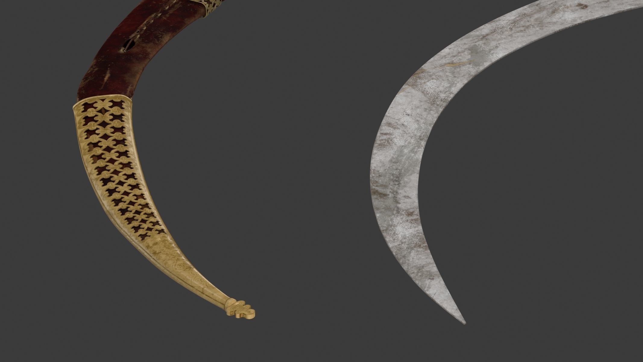 Shotel Curved Sword 3D model_12