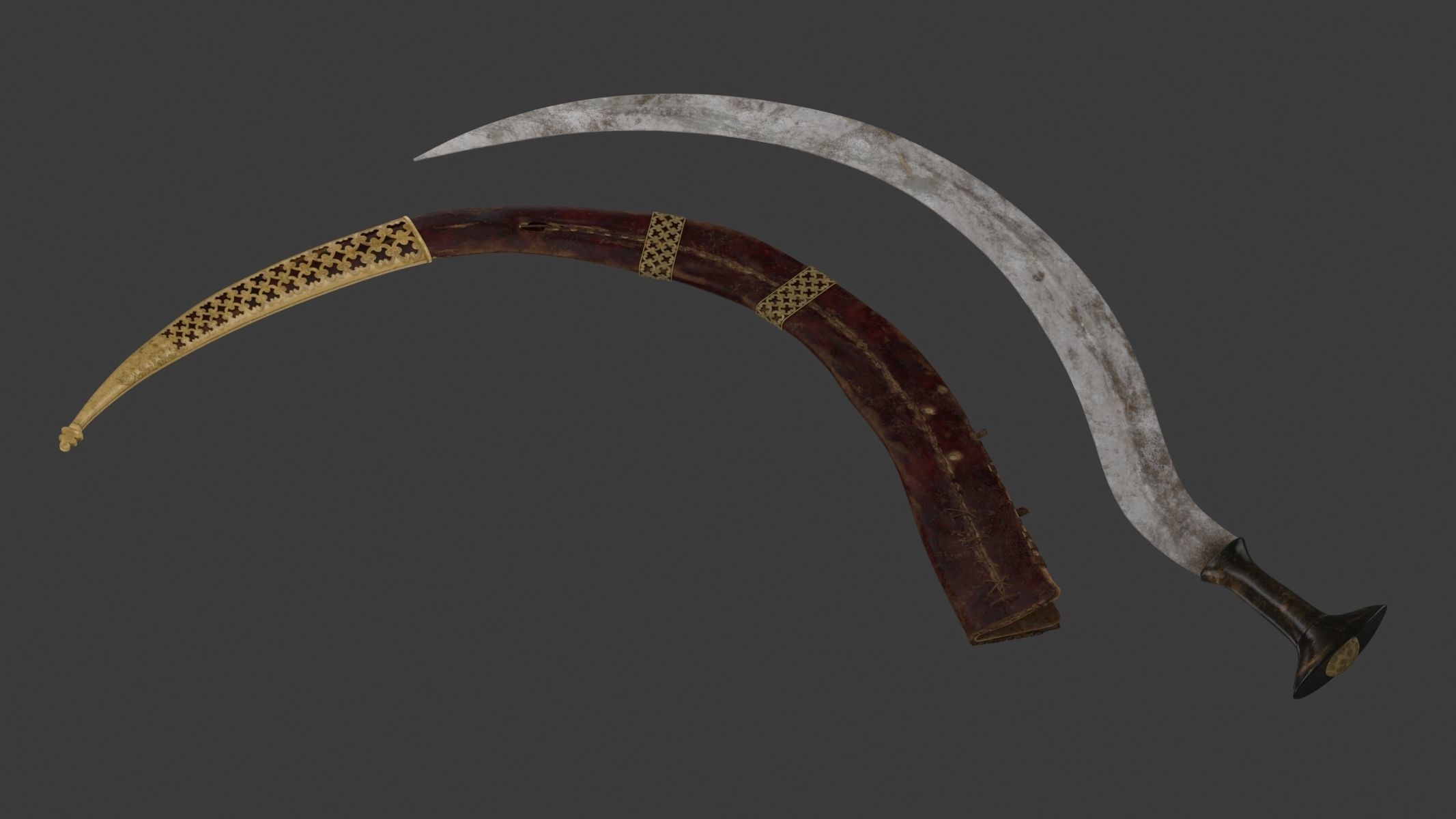 Shotel Curved Sword 3D model_14