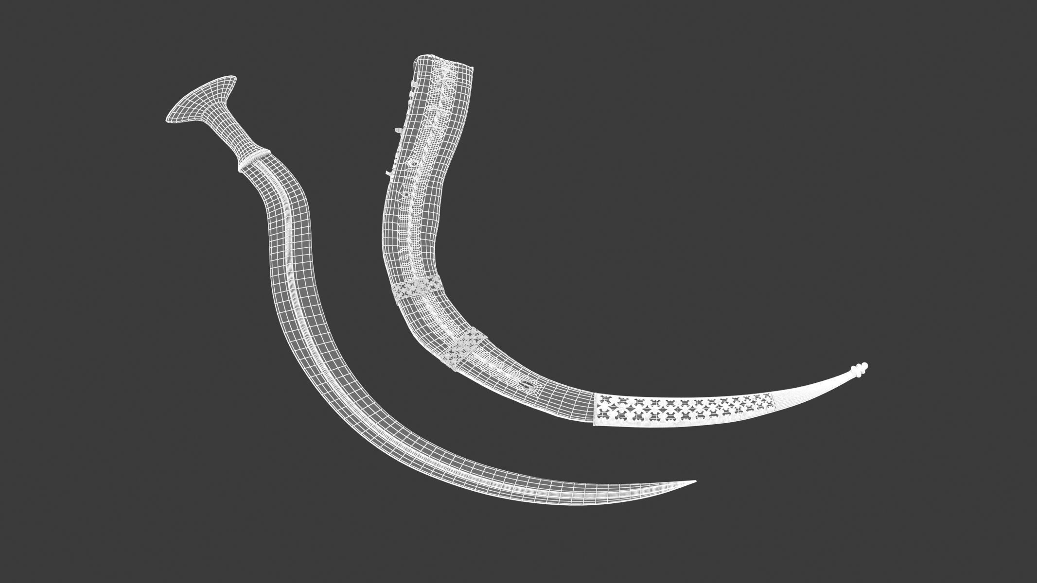 Shotel Curved Sword 3D model_5