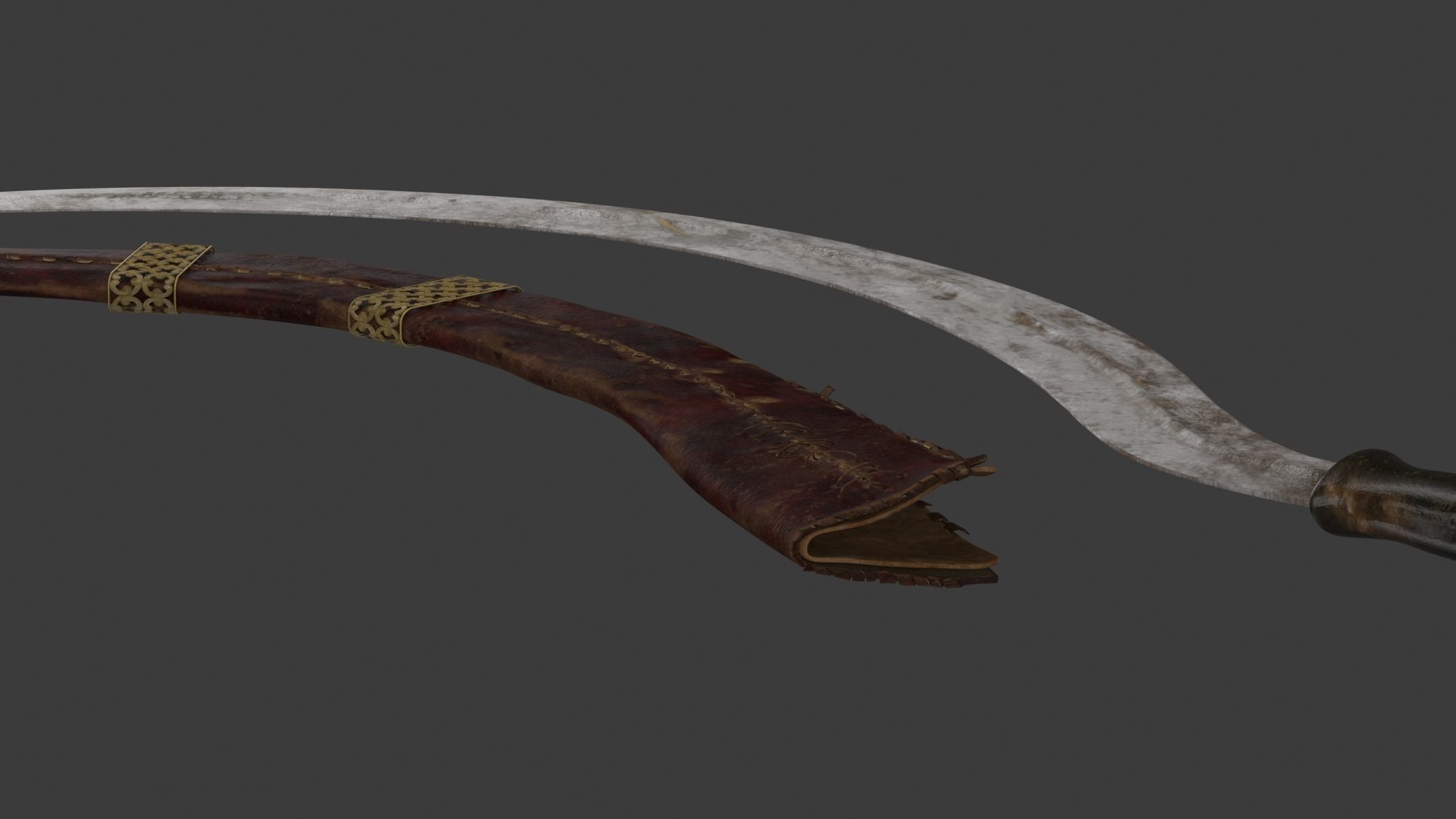 Shotel Curved Sword 3D model_13