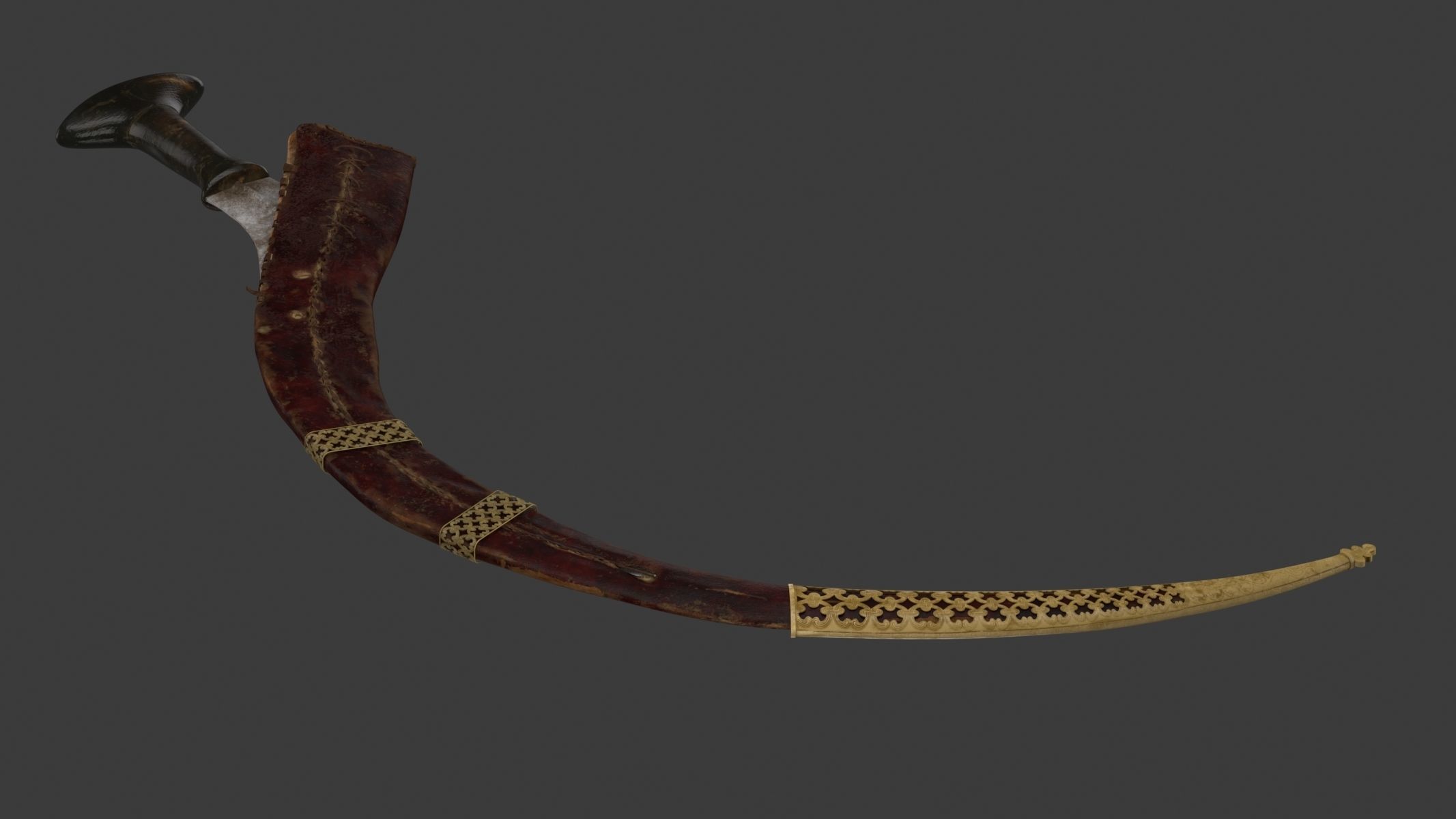 Shotel Curved Sword 3D model_10