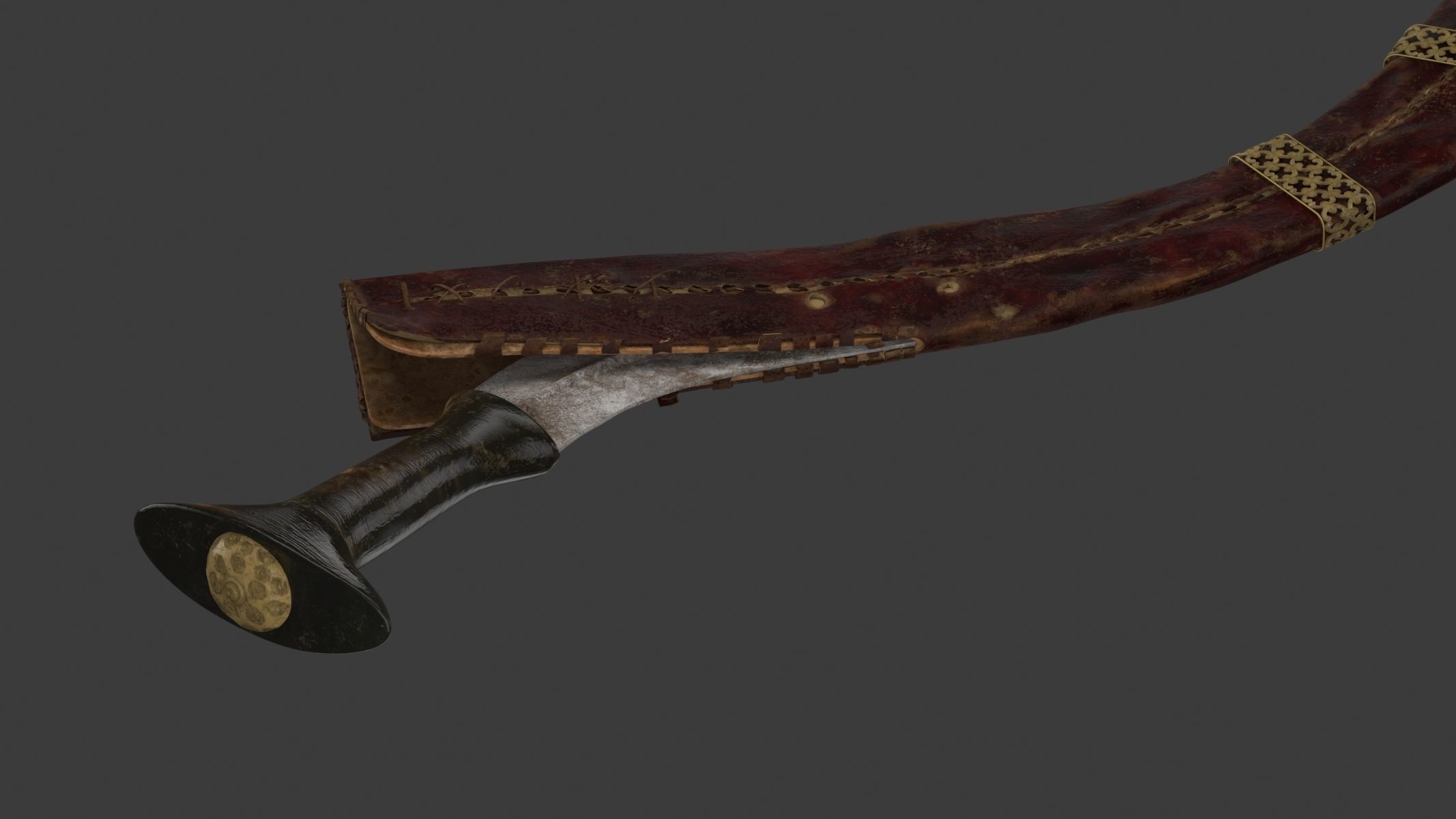 Shotel Curved Sword 3D model_11