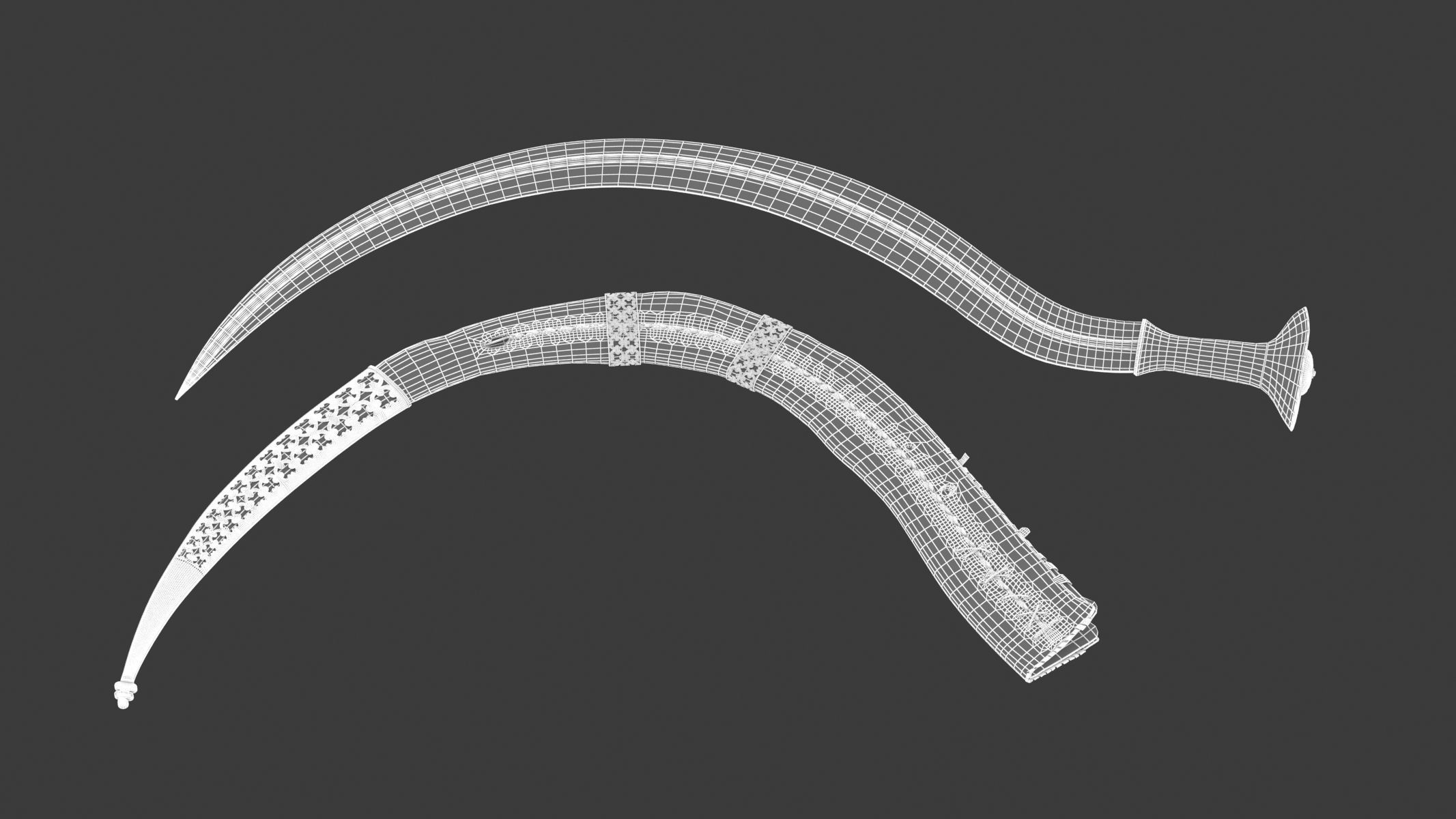 Shotel Curved Sword 3D model_7