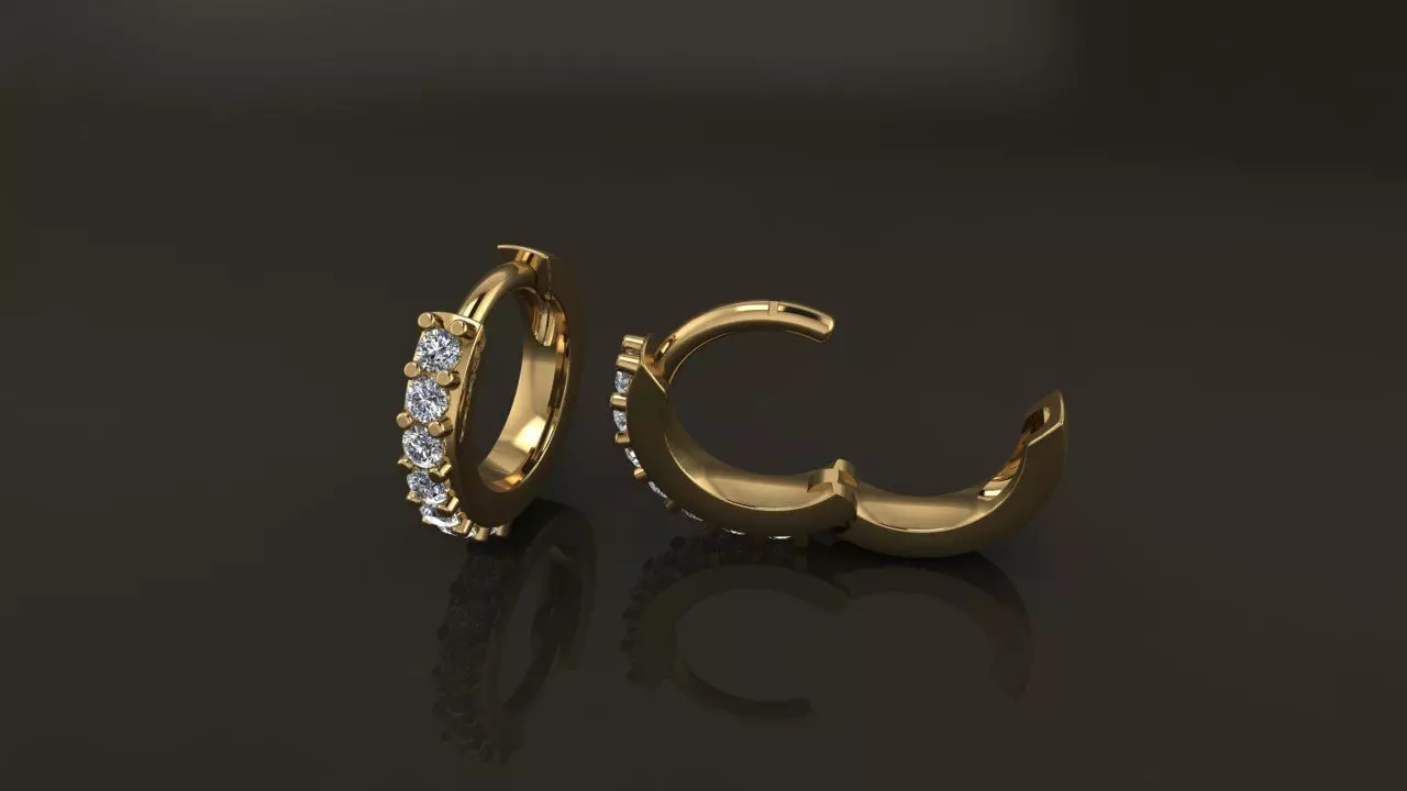 Earring One Sided Diamond Hoop Small Size 7mm Inside Diameter 3D print model